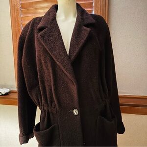 Donna Karen Brown Jacket in Lama size is M (tag S - this coat is M)